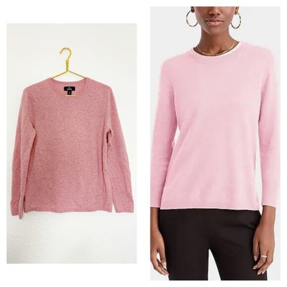 Lands End Women’s Baby Pink 100% Cashmere Sweater Size Medium Preppy Minimalist - Picture 1 of 10